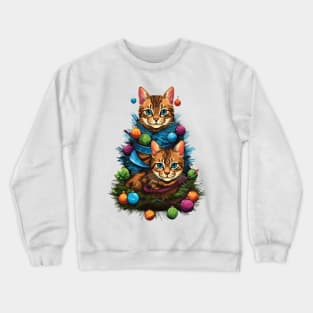 Cat Christmas Tree Crewneck Sweatshirt